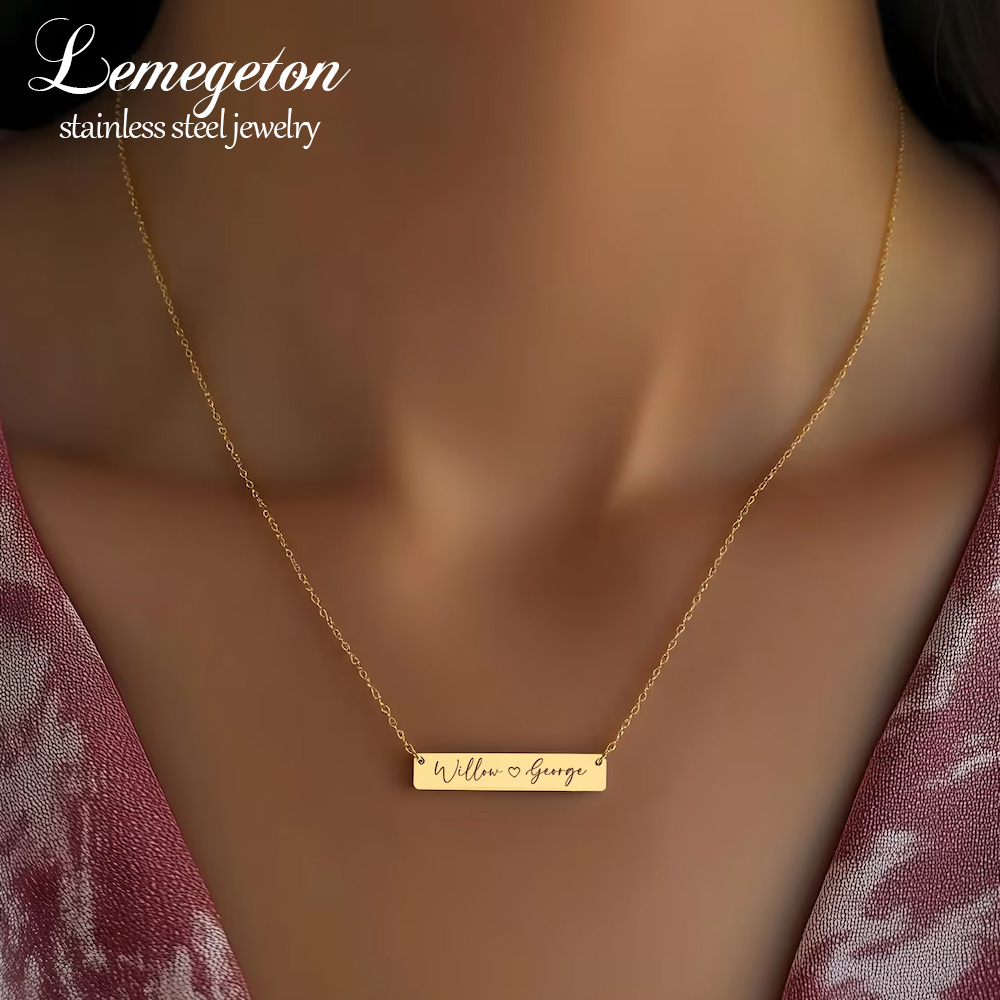 Handwriting Necklace Bar - Colar Personalizado Minimalista com Nome Gravado,