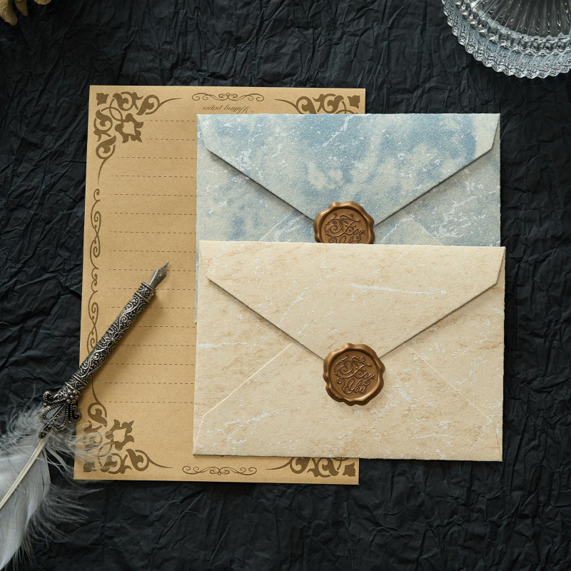 5 pçs sombra dourada envelope  - Wax Seal Letter Kit avaliação e preço