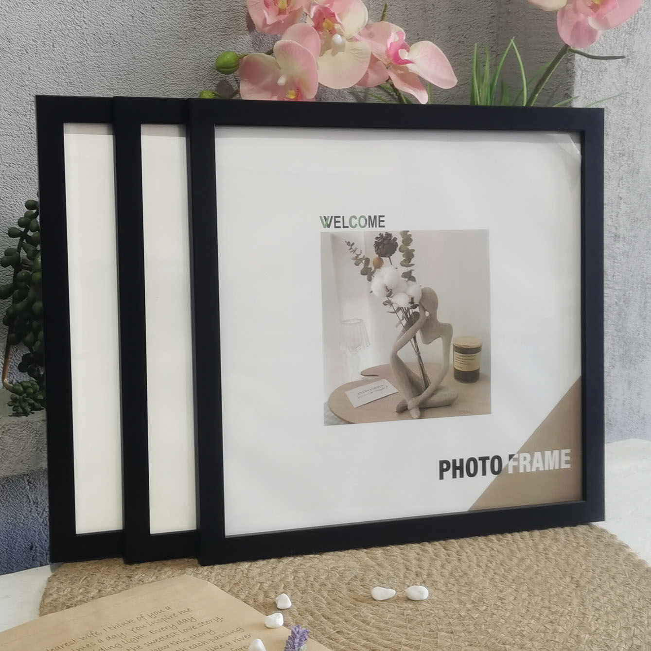 3 pçs molduras quadradas de ma - Engraved Wood Frame avaliação e preço