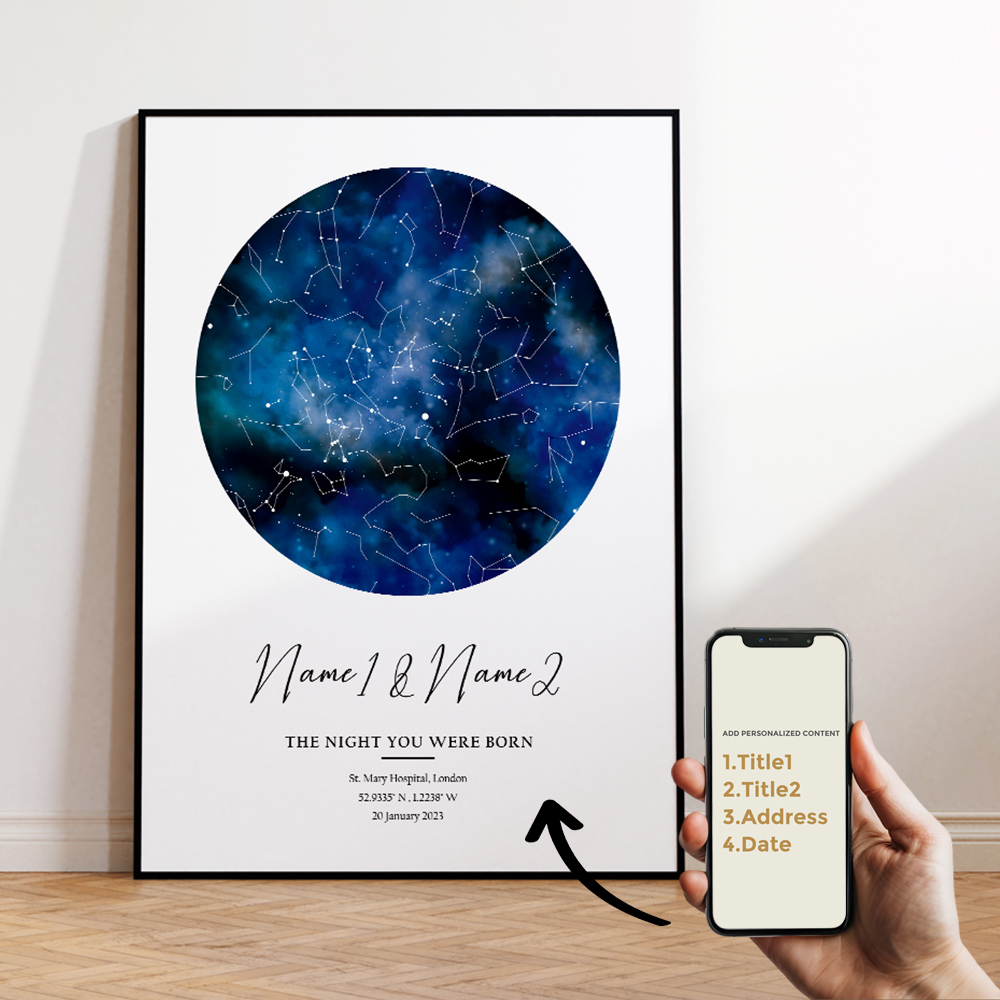 Moderno personalizado céu notu - Custom Star Map avaliação e preço