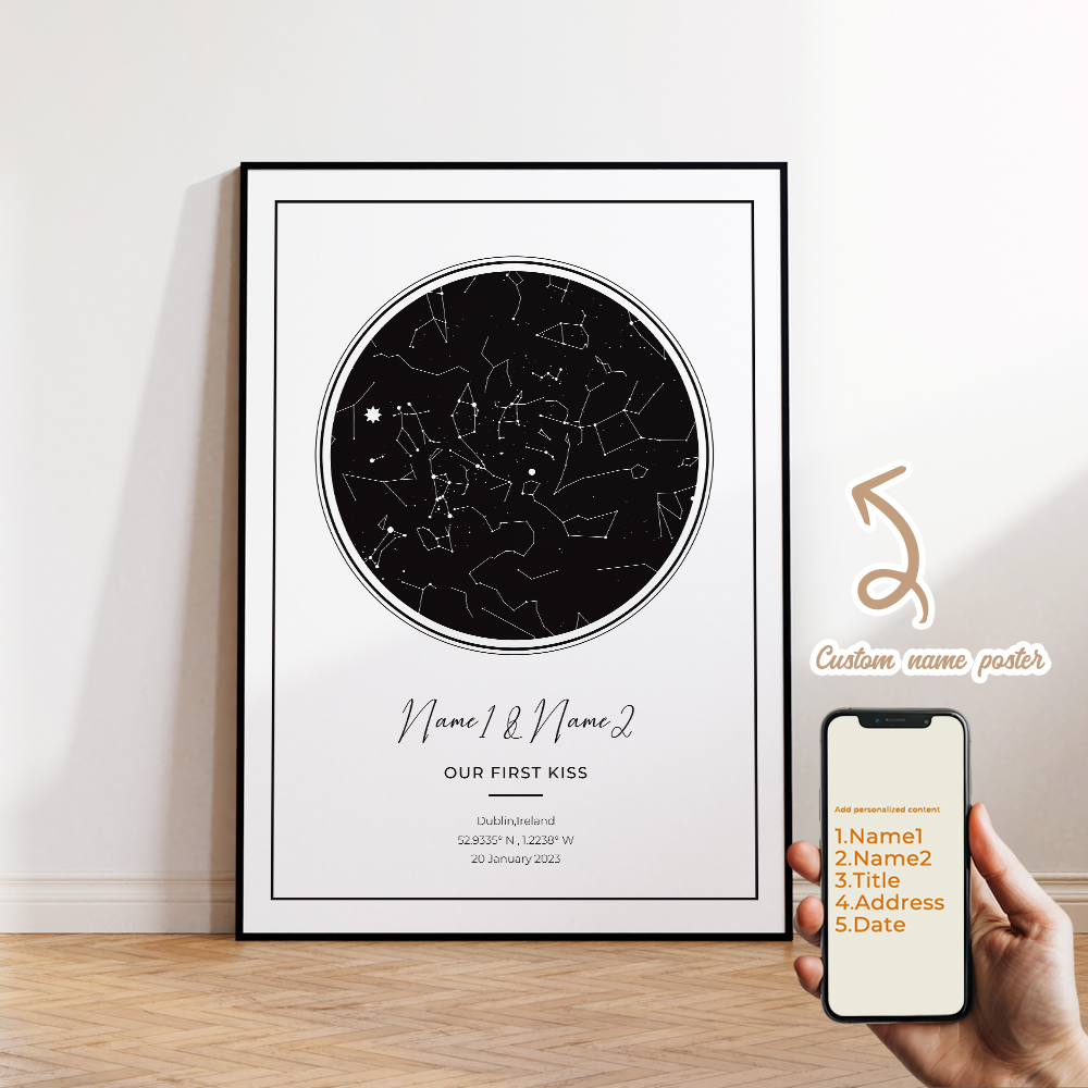 Moderno personalizado céu notu - Custom Star Map avaliação e preço