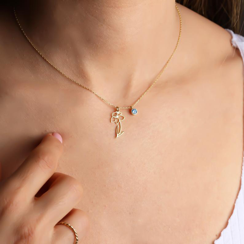 Colar Personalizado de Aço Ino - Birth Flower Necklace avaliação e preço